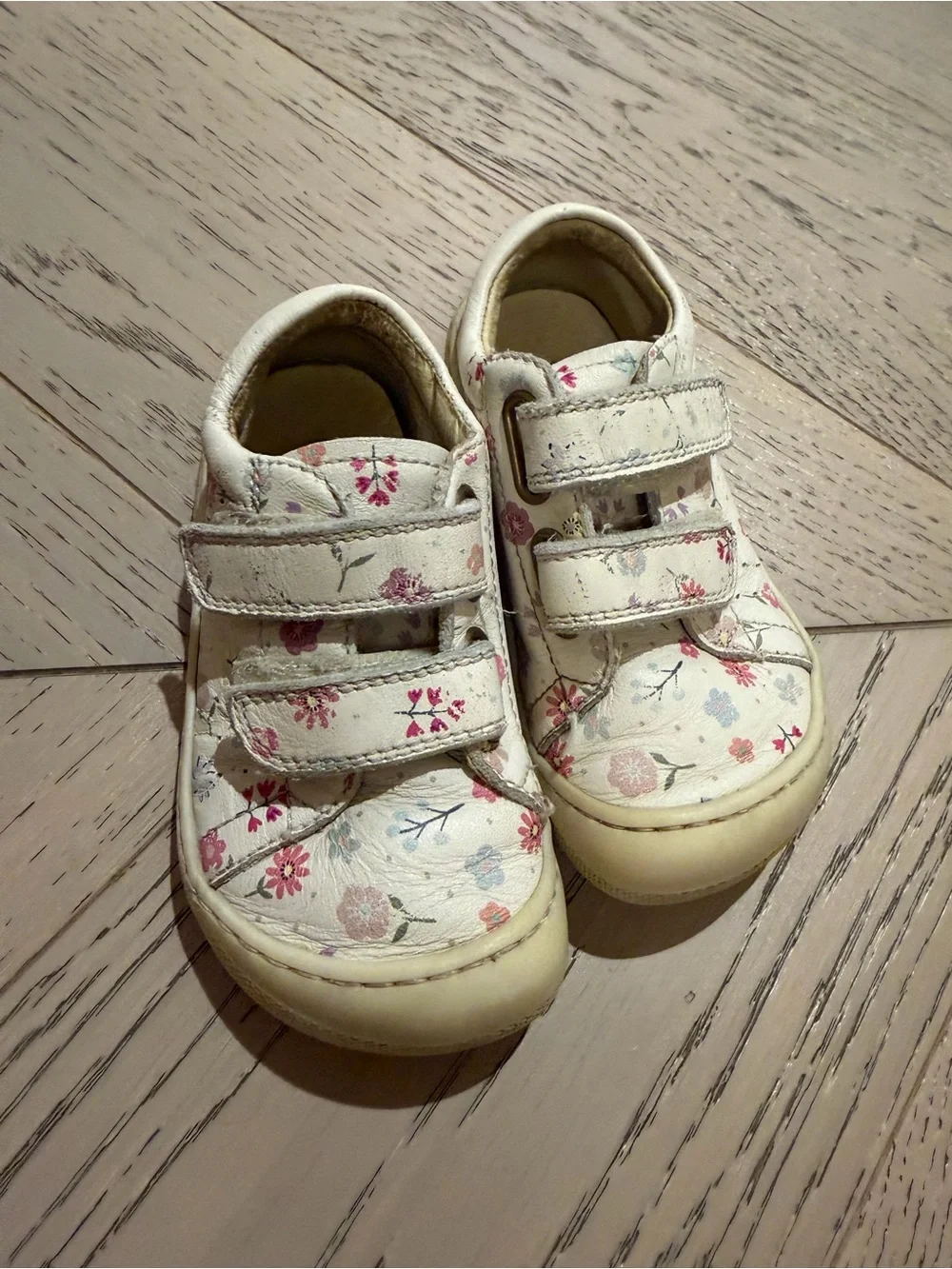 Naturino Kids Floral Velcro Sneakers - White/Pink
